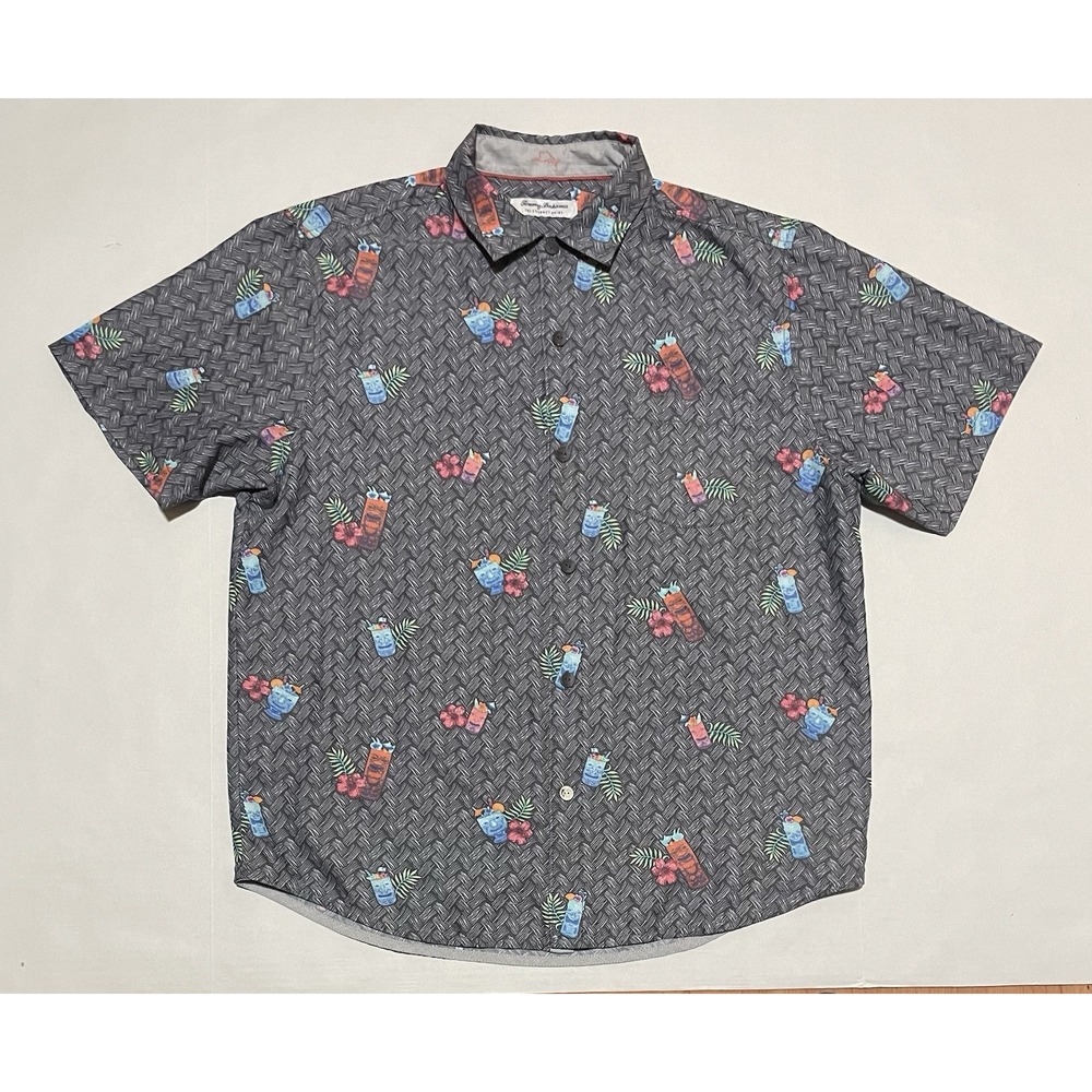 Tommy Bahama The Coconut Point Hawaiian Shirt Tiki Cocktail Multicolor Mens XL